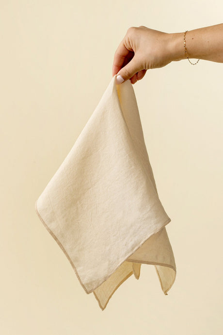 Stonewashed Linen Napkins S/4, Cream, Set of 4 by Mercana at Eve Furniture