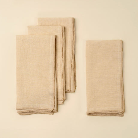Stonewashed Linen Napkins S/4, Cream, Set of 4 by Mercana at Eve Furniture