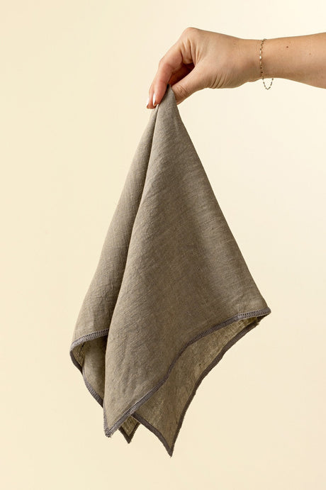 Stonewashed Linen Napkins S/4, Grey, Set of 4 by Mercana at Eve Furniture