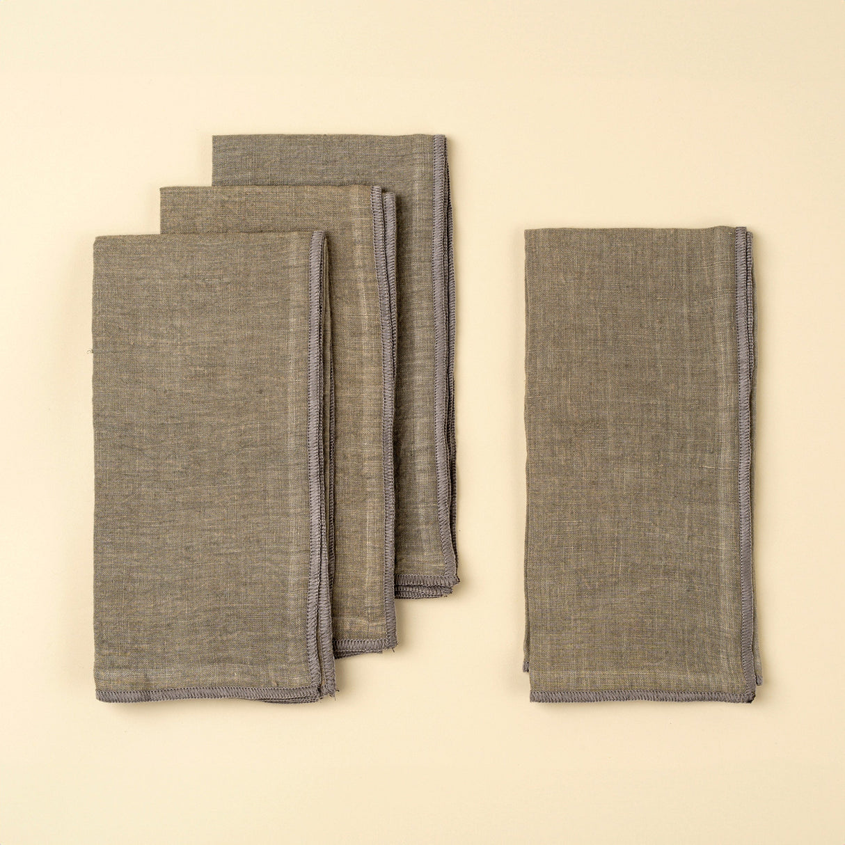 Stonewashed Linen Napkins S/4, Grey, Set of 4 by Mercana at Eve Furniture