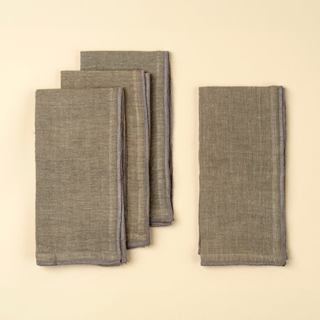 Stonewashed Linen Napkins S/4, Grey, Set of 4 by Mercana at Eve Furniture