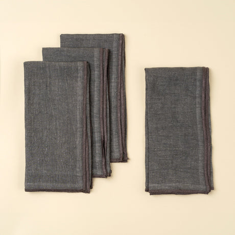 Stonewashed Linen Napkins S/4, Slate Blue, Set of 4 by Mercana at Eve Furniture