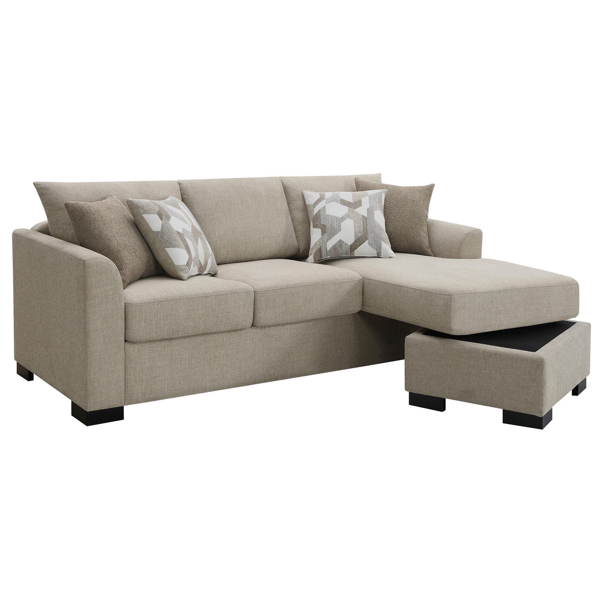 Storey Camel Upholstered Sleeper Sectional Chaise Sofa by Coaster at Eve Furniture