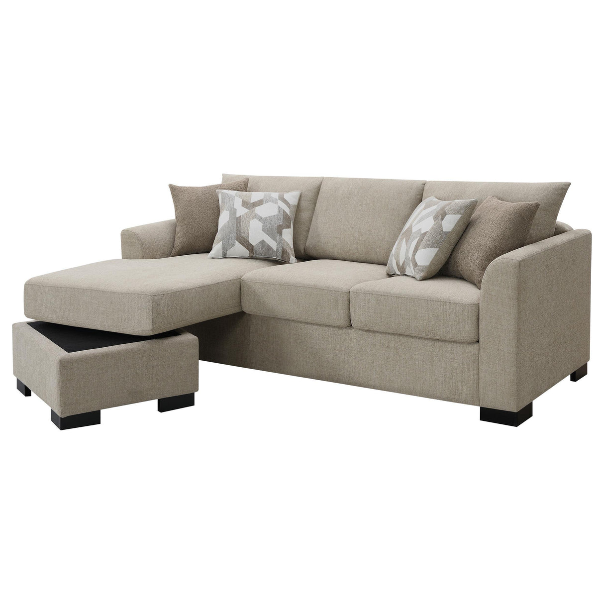 Storey Camel Upholstered Sleeper Sectional Chaise Sofa by Coaster at Eve Furniture