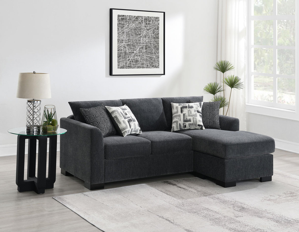 Storey Dark Grey Upholstered Sleeper Sectional Chaise Sofa by Coaster at Eve Furniture
