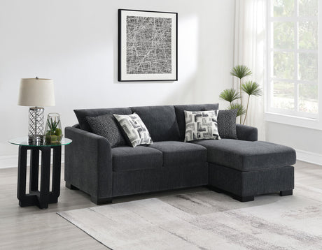 Storey Dark Grey Upholstered Sleeper Sectional Chaise Sofa by Coaster at Eve Furniture