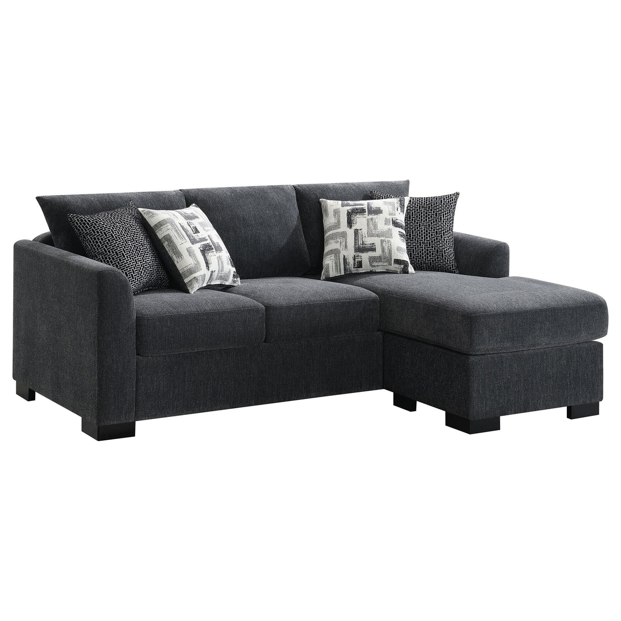 Storey Dark Grey Upholstered Sleeper Sectional Chaise Sofa by Coaster at Eve Furniture