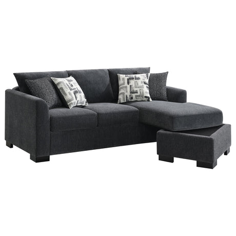 Storey Dark Grey Upholstered Sleeper Sectional Chaise Sofa by Coaster at Eve Furniture