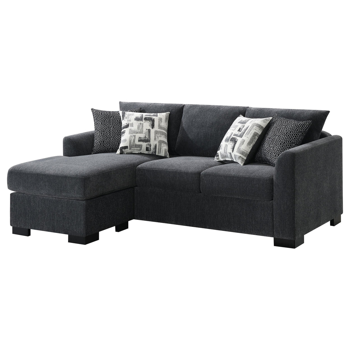 Storey Dark Grey Upholstered Sleeper Sectional Chaise Sofa by Coaster at Eve Furniture