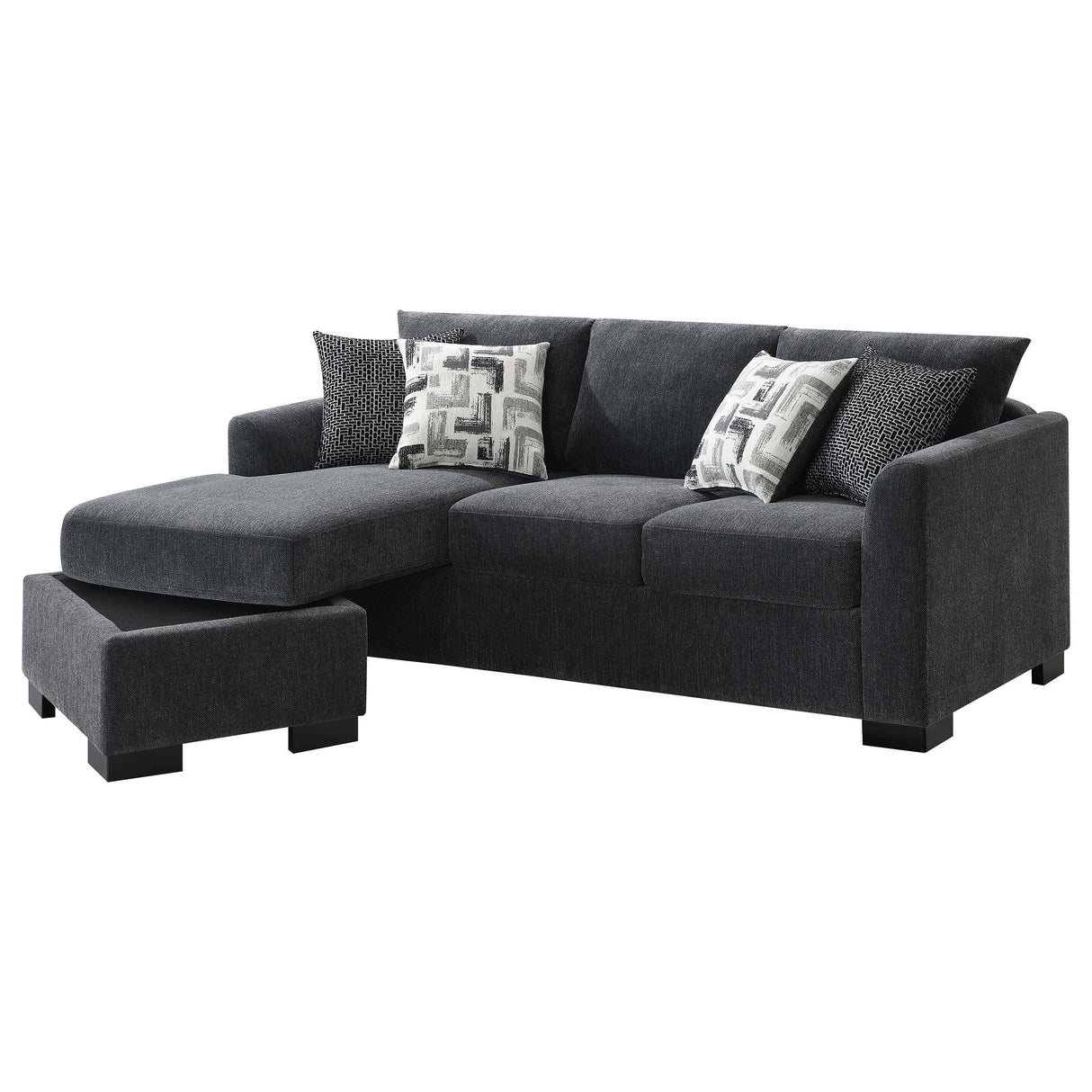 Storey Dark Grey Upholstered Sleeper Sectional Chaise Sofa by Coaster at Eve Furniture