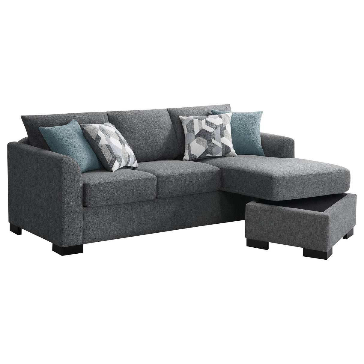 Storey Grey Upholstered Sleeper Sectional Chaise Sofa by Coaster at Eve Furniture