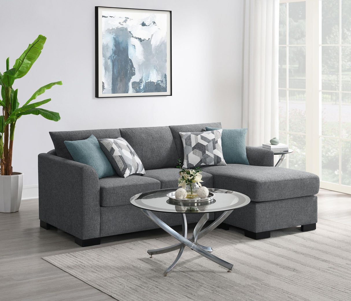 Storey Grey Upholstered Sleeper Sectional Chaise Sofa by Coaster at Eve Furniture
