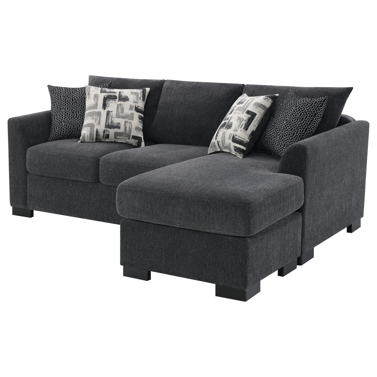 Storey Upholstered Sleeper Sectional Chaise Sofa Dark Grey