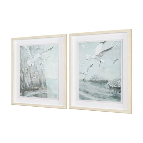 Storm is Coming (Set of 2) Seagulls by Melody Ducharme a Hand Embellished Framed Print under Glass by Mercana at Eve Furniture