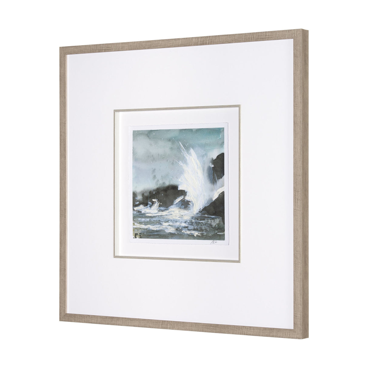 Stormy Coast V by Mercana Studio a Hand Embellished Framed Art Print Matted under Glass by Mercana at Eve Furniture