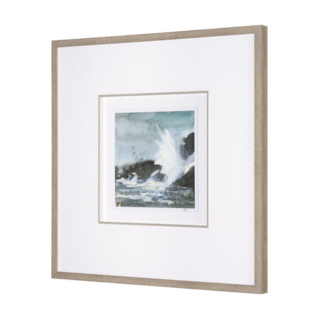 Stormy Coast V by Mercana Studio a Hand Embellished Framed Art Print Matted under Glass by Mercana at Eve Furniture