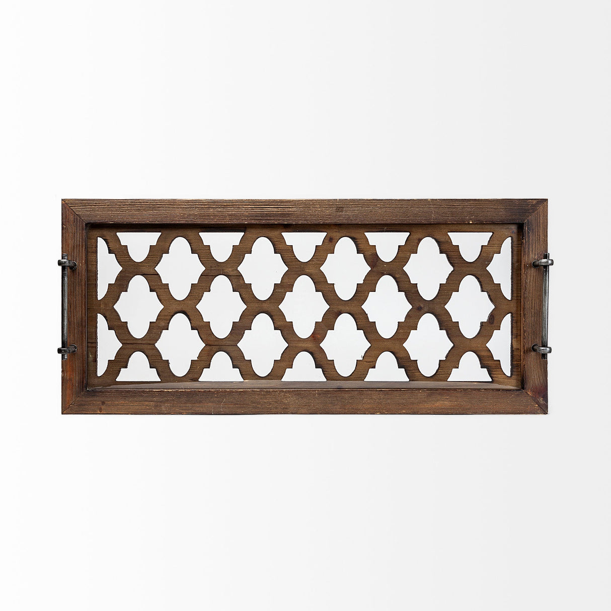 Stotonic 35L x 16W Brown Wood W Glass Top Rectangular Serving Tray by Mercana at Eve Furniture