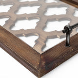 Stotonic 35L x 16W Brown Wood W Glass Top Rectangular Serving Tray by Mercana at Eve Furniture