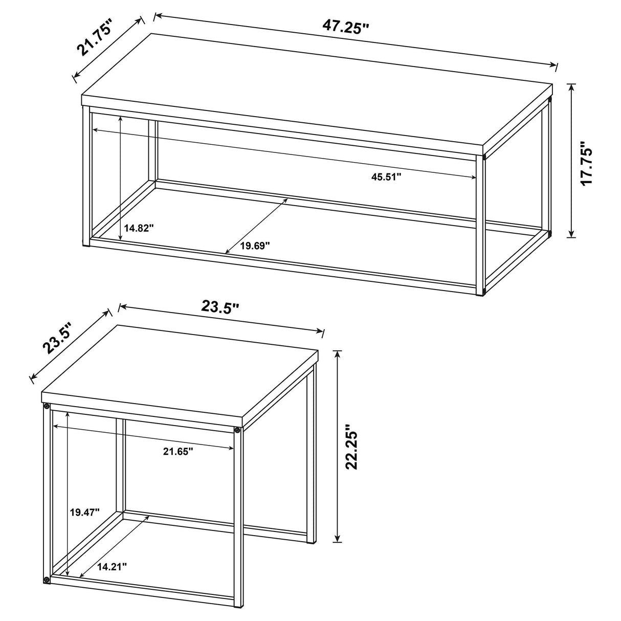 Straden Mango and Black 3-piece Engineered Wood Coffee Table Set by Coaster at Eve Furniture