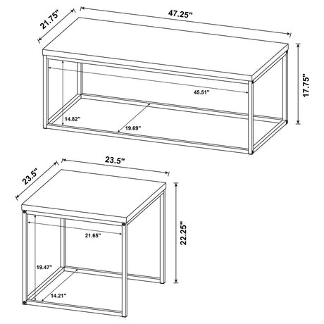 Straden Mango and Black 3-piece Engineered Wood Coffee Table Set by Coaster at Eve Furniture