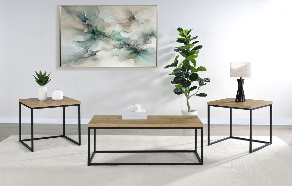 Straden Mango and Black 3-piece Engineered Wood Coffee Table Set by Coaster at Eve Furniture