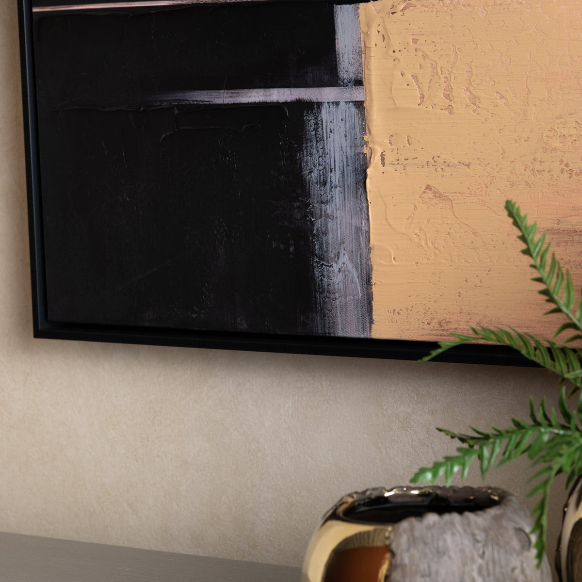 Straight Away Black/Gold Canvas by Crestview at Eve Furniture