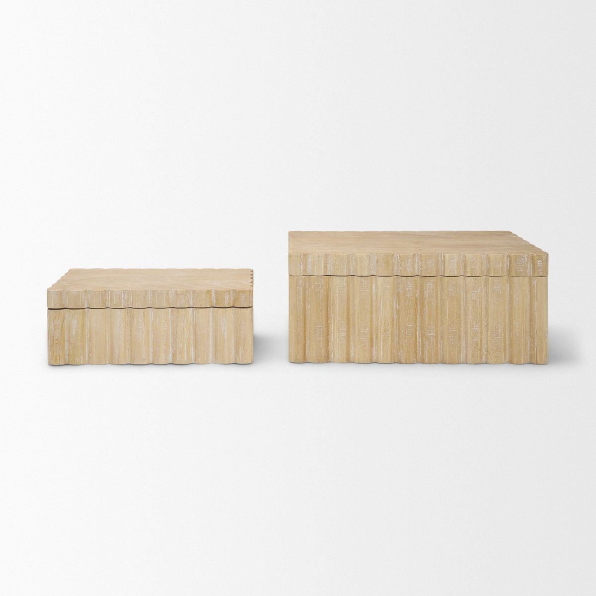 Strata Fluted White-Washed Wood Decorative Box Set by Mercana at Eve Furniture