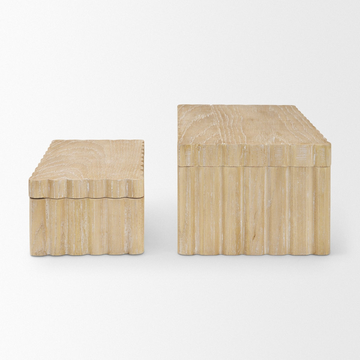 Strata Fluted White-Washed Wood Decorative Box Set by Mercana at Eve Furniture