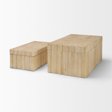 Strata Fluted White-Washed Wood Decorative Box Set by Mercana at Eve Furniture