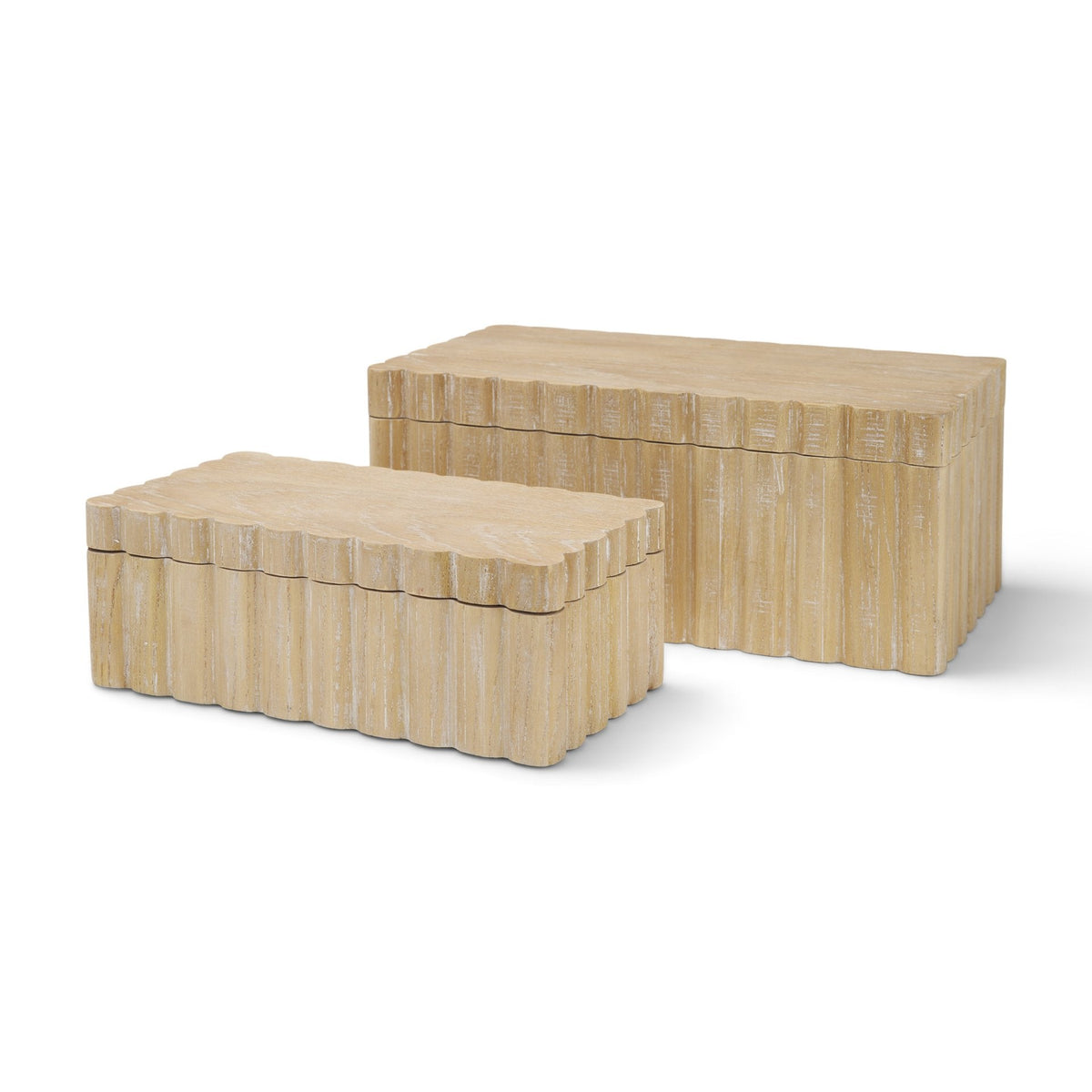 Strata Fluted White-Washed Wood Decorative Box Set by Mercana at Eve Furniture