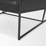 Stratton Gunmetal w/ Genuine Aged Black Leather Upholstered Accent Chair by Mercana at Eve Furniture