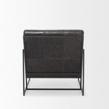 Stratton Gunmetal w/ Genuine Aged Black Leather Upholstered Accent Chair by Mercana at Eve Furniture