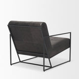 Stratton Gunmetal w/ Genuine Aged Black Leather Upholstered Accent Chair by Mercana at Eve Furniture