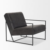Stratton Gunmetal w/ Genuine Aged Black Leather Upholstered Accent Chair by Mercana at Eve Furniture