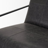 Stratton Gunmetal w/ Genuine Aged Black Leather Upholstered Accent Chair by Mercana at Eve Furniture