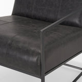 Stratton Gunmetal w/ Genuine Aged Black Leather Upholstered Accent Chair by Mercana at Eve Furniture