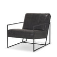 Stratton Gunmetal w/ Genuine Aged Black Leather Upholstered Accent Chair by Mercana at Eve Furniture