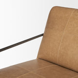 Stratton Gunmetal w/ Genuine Brown Leather Upholstered Accent Chair by Mercana at Eve Furniture
