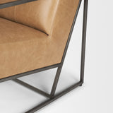 Stratton Gunmetal w/ Genuine Brown Leather Upholstered Accent Chair by Mercana at Eve Furniture