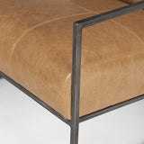 Stratton Gunmetal w/ Genuine Brown Leather Upholstered Accent Chair by Mercana at Eve Furniture