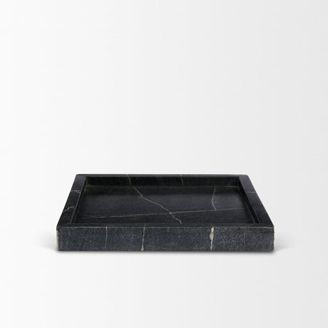 Stratus Black Marble Square Decorative Tray by Mercana at Eve Furniture