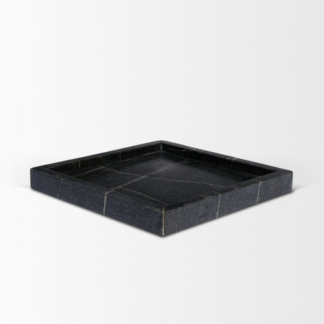 Stratus Black Marble Square Decorative Tray by Mercana at Eve Furniture