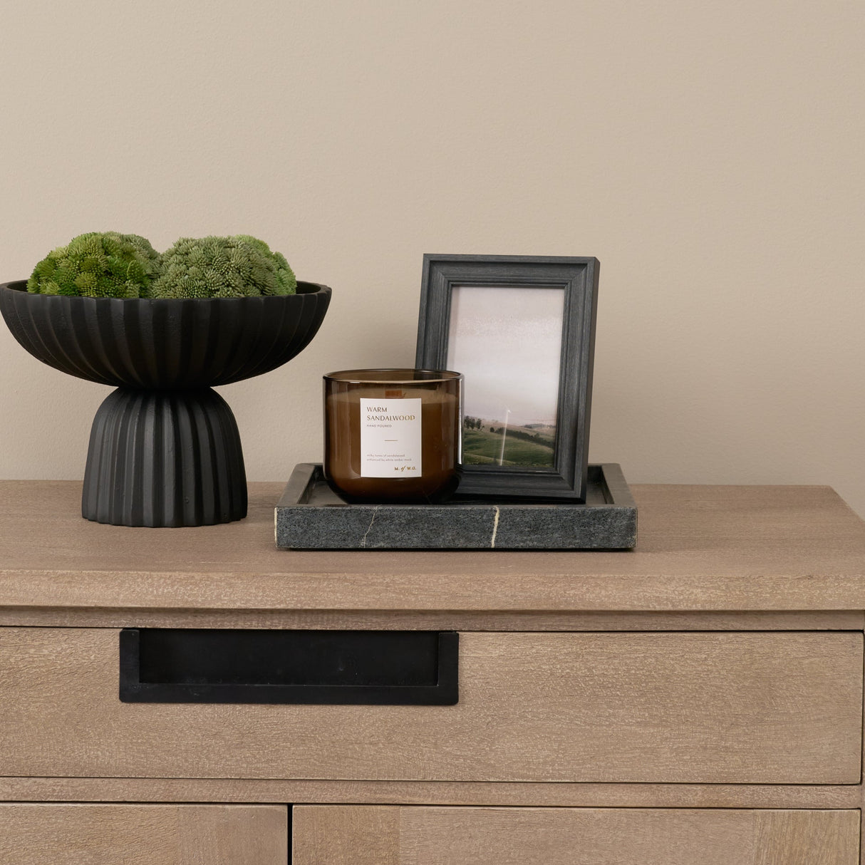 Stratus Black Marble Square Decorative Tray by Mercana at Eve Furniture