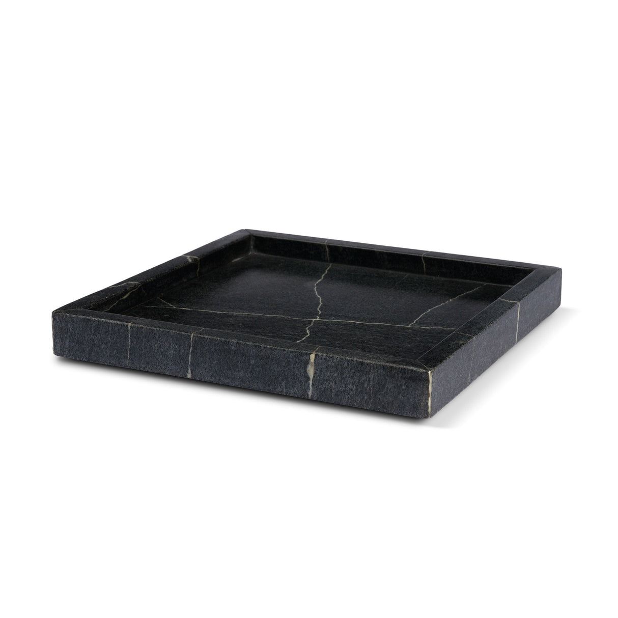 Stratus Black Marble Square Decorative Tray by Mercana at Eve Furniture
