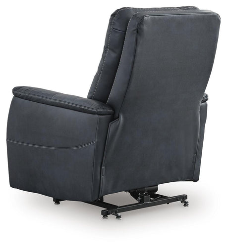 Strawbill Sapphire Power Lift Recliner by Ashley at Eve Furniture
