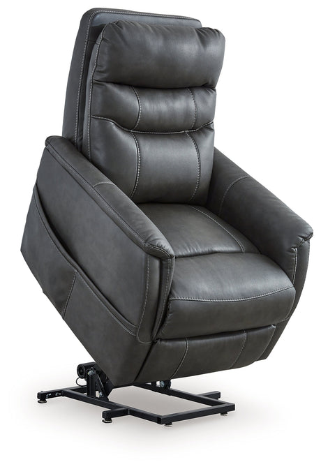Strawbill Shadow Power Lift Recliner by Ashley at Eve Furniture