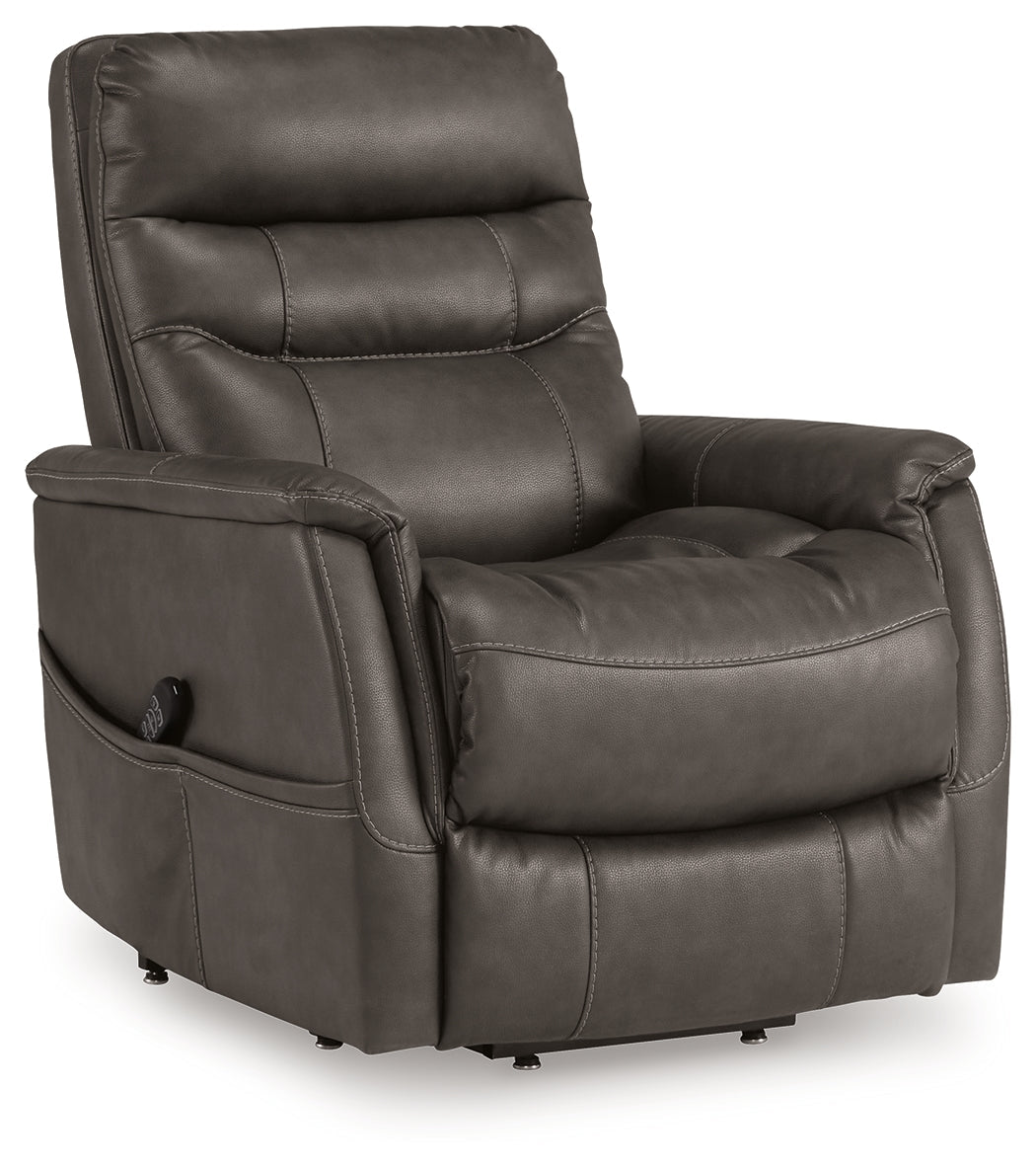 Strawbill Shadow Power Lift Recliner by Ashley at Eve Furniture