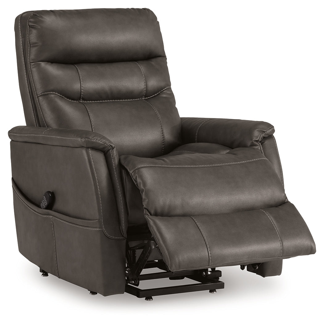 Strawbill Shadow Power Lift Recliner by Ashley at Eve Furniture