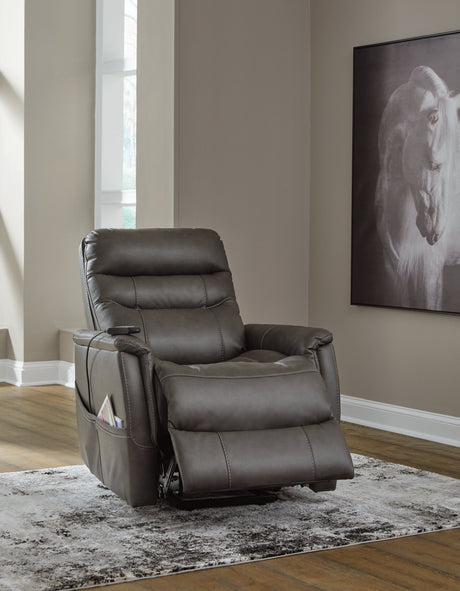 Strawbill Shadow Power Lift Recliner by Ashley at Eve Furniture
