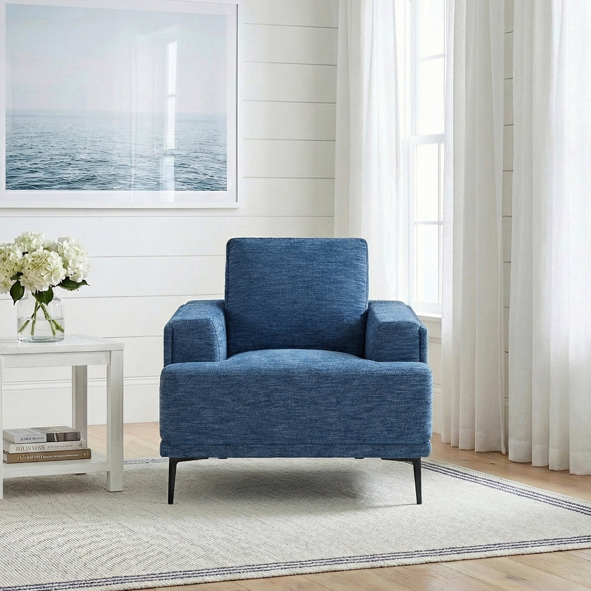 Stride Blue Chenille Chair by Homelegance at Eve Furniture